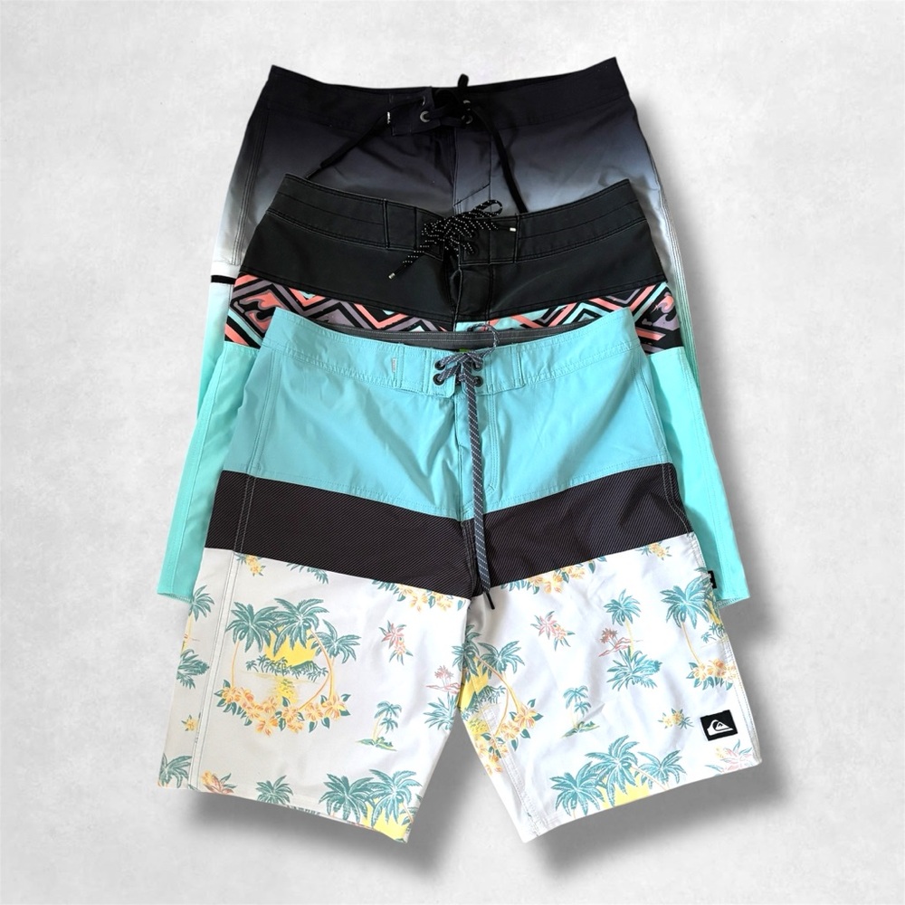 Quiksilver/Billabong Men's Tropical and Turquoise Board Shorts Bundle of 3